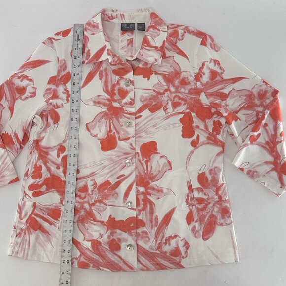 Additions by Chico's Cotton‎ Blend Floral Button Up 3/4 Slv Jacket Sz 3 Preppy - Picture 7 of 8